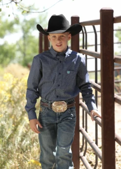 Cinch Cinch Boy's Blue Long Sleeve Shirt