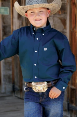 Cinch Cinch Boy's Dark Teal Long Sleeve Shirt