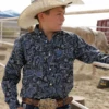 Cinch Cinch Boy's Navy Paisley Long Sleeve Shirt