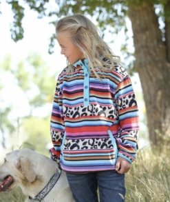 Cinch Cinch Girl's Leopard Serape Fleece C4