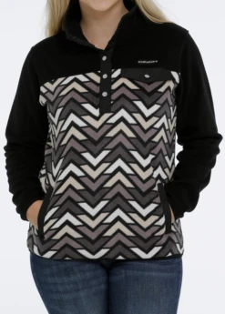 Cinch Cinch Ladies Chevron Print Polar Fleece Pullover