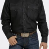 Cinch Cinch Men's Black Solid Long Sleeve Shirt -Western Wear-Cinch cinch cinch mens black solid long sleeve shirt