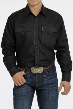 Cinch Cinch Men's Black Solid Long Sleeve Shirt