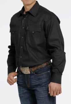 Cinch Cinch Men's Black Solid Long Sleeve Shirt -Western Wear-Cinch cinch cinch mens black solid long sleeve shirt 3