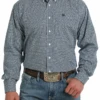 Cinch Cinch Men's Blue Patterned Long Sleeve Shirt