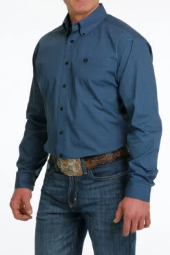 Western Wear-Cinch -Western Wear-Cinch cinch cinch mens blue printed long sleeve shirt 1