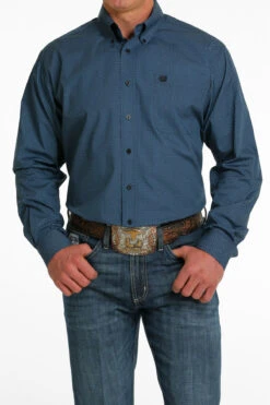 Cinch Cinch Men's Blue Printed Long Sleeve Shirt
