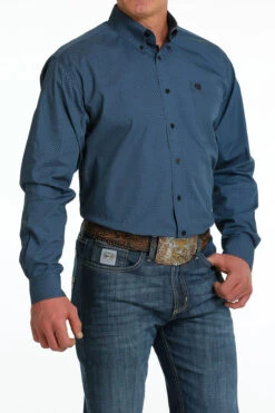 Cinch Cinch Men's Blue Printed Long Sleeve Shirt -Western Wear-Cinch cinch cinch mens blue printed long sleeve shirt 4