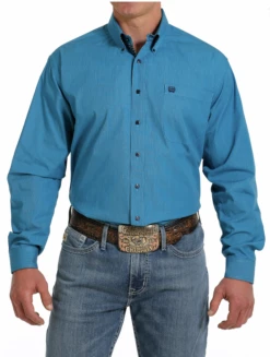Cinch Cinch Men's Blue Striped Long Sleeve Shirt