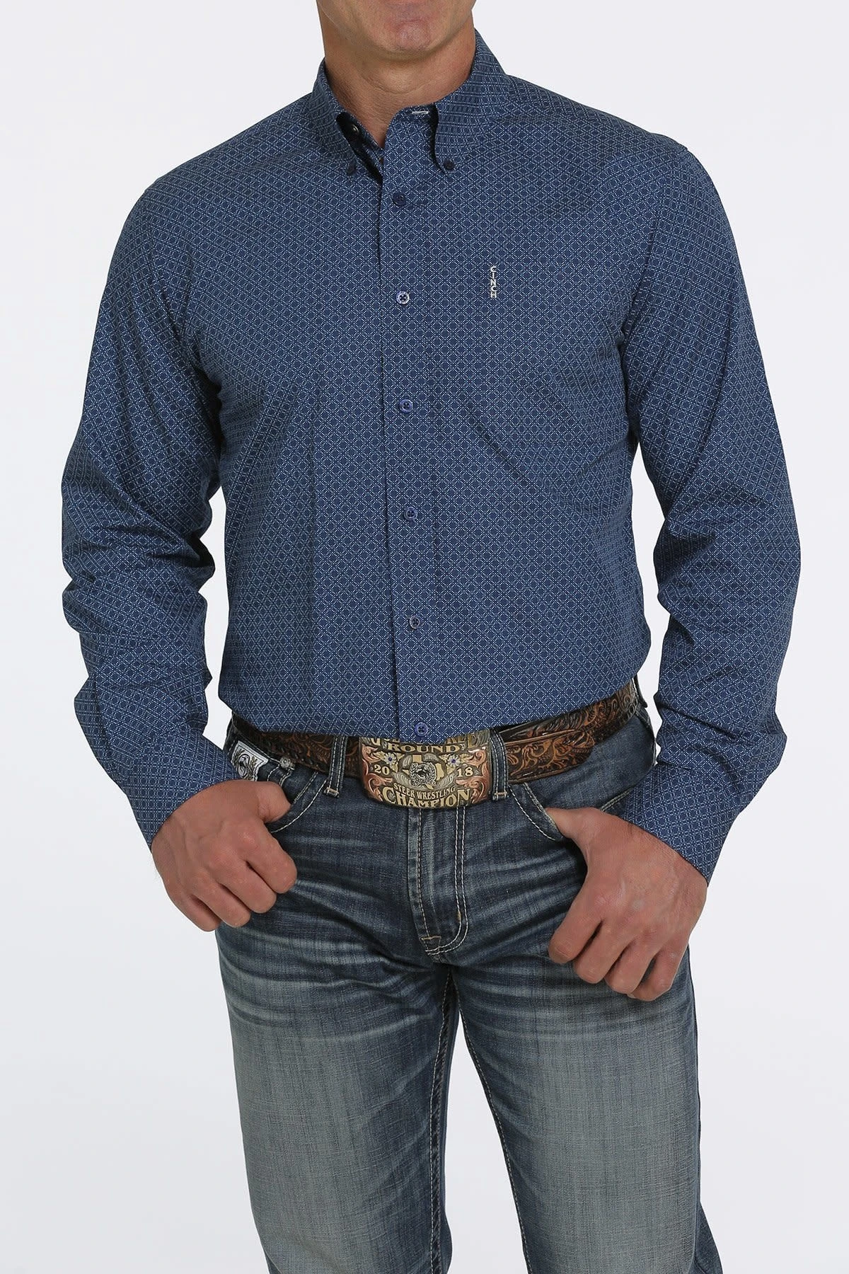 Cinch Cinch Men's Modern Fit Royal Blue Button Down Shirt
