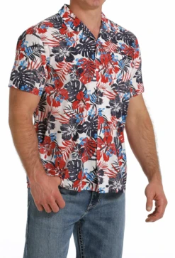 Cinch Cinch Men's Patriotic Floral Hawaiian Shirt