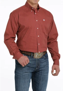 Cinch Cinch Men's Red Patterned Long Sleeve Shirt -Western Wear-Cinch cinch cinch mens red patterned long sleeve shirt 1