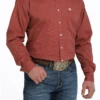 Cinch Cinch Men's Red Patterned Long Sleeve Shirt
