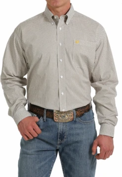 Cinch Cinch Men's Tan Patterned Long Sleeve Shirt