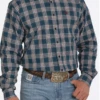 Cinch Cinch Men's Teal Plaid Button Down Shirt -Western Wear-Cinch cinch cinch mens teal plaid button down shirt