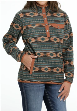 Cinch Cinch Women's Green Fleece Pullover