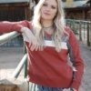 Cinch Cinch Women's Rust Sweatshirt Striped -Western Wear-Cinch cinch cinch womens rust sweatshirt striped