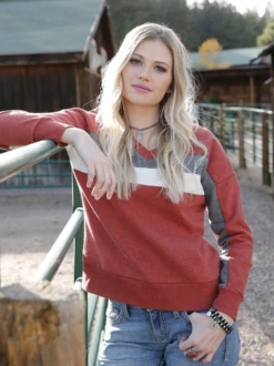 Cinch Cinch Women's Rust Sweatshirt Striped
