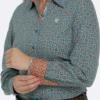 Cinch Cinch Women's Teal Patterned Long Sleeve Shirt