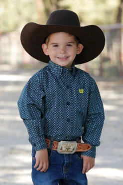 Cinch Infant Teal And Blue Long Sleeve Shirt 3-6mo