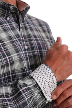 Cinch Men's Plaid Button Down Shirt C4 Size Medium -Western Wear-Cinch cinch mens plaid button down shirt c4 size medium 2